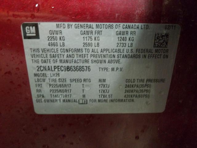 2011 CHEVROLET EQUINOX 2CNALPEC9B6368576