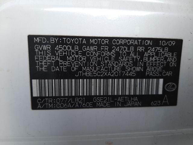 2010 LEXUS IS 350 JTHBE5C2XA2017445