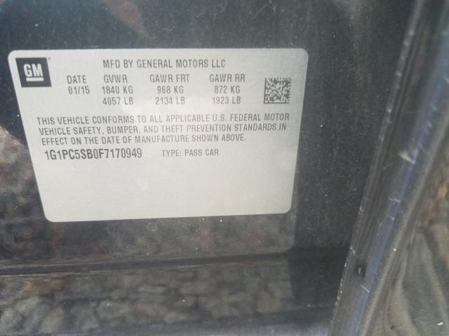 2015 CHEVROLET CRUZE LT 1G1PC5SB0F7170949