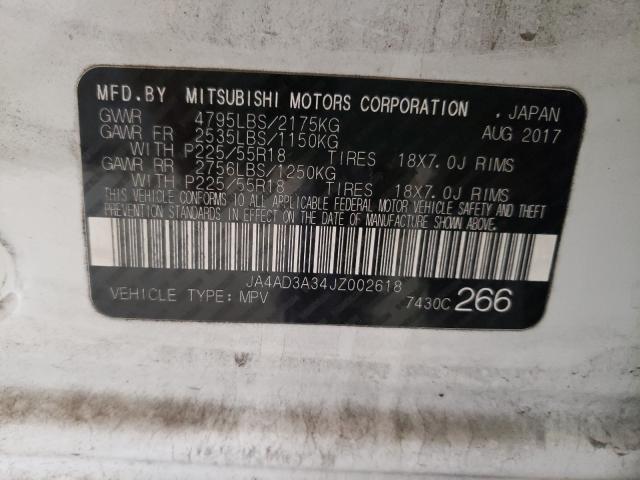 2018 MITSUBISHI OUTLANDER JA4AD3A34JZ002618