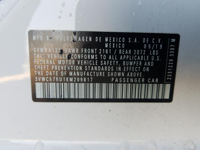 2019 VOLKSWAGEN JETTA S 3VWC57BU1KM209817