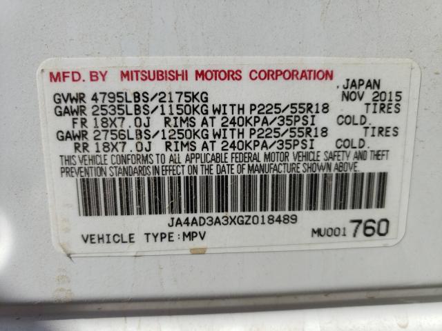 2016 MITSUBISHI OUTLANDER JA4AD3A3XGZ018489