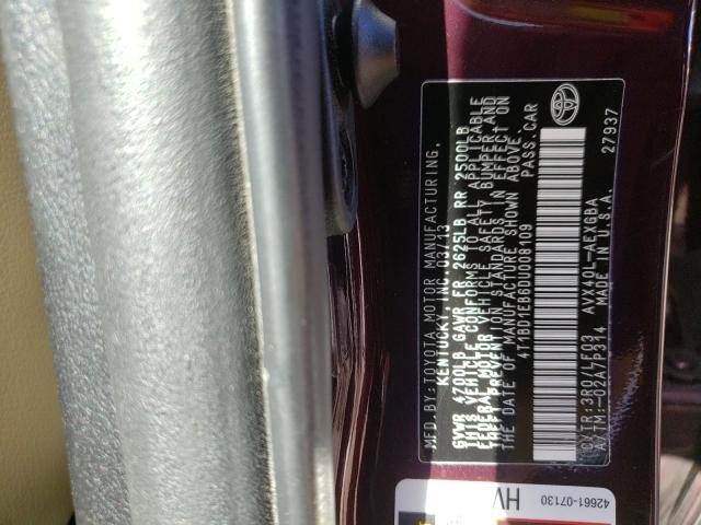 2013 TOYOTA AVALON HYB 4T1BD1EB6DU008109