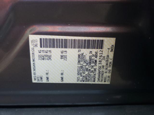 2016 NISSAN MAXIMA 3.5 1N4AA6AP3GC387612