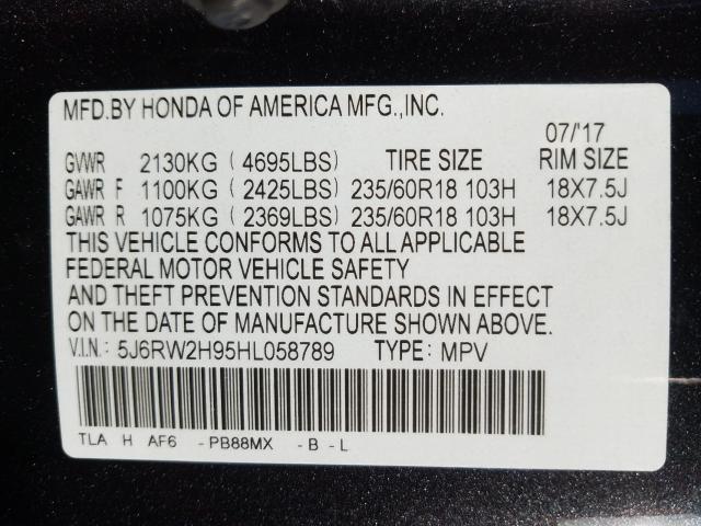 2017 HONDA CR-V TOURI 5J6RW2H95HL058789