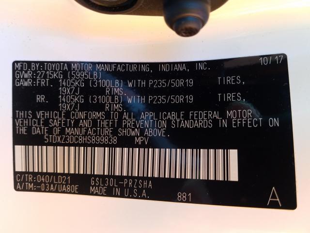 2017 TOYOTA SIENNA SE 5TDXZ3DC8HS899838