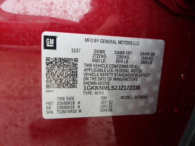 2018 GMC ACADIA SLT 1GKKNMLS2JZ172336