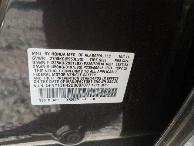 2012 HONDA PILOT EX 5FNYF3H42CB007077