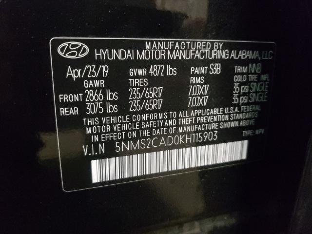 2019 HYUNDAI SANTA FE S 5NMS2CAD0KH115903