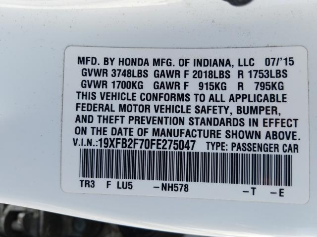2015 HONDA CIVIC SE 19XFB2F70FE275047
