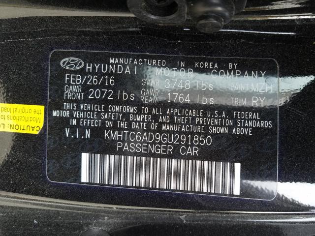 2016 HYUNDAI VELOSTER KMHTC6AD9GU291850