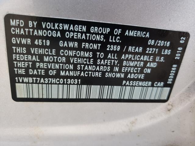 2017 VOLKSWAGEN PASSAT SE 1VWBT7A37HC013031