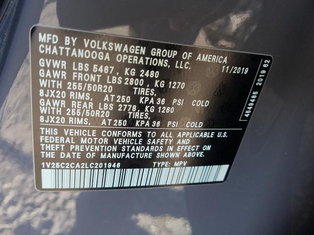 2020 VOLKSWAGEN ATLAS CROS 1V25C2CA2LC201946