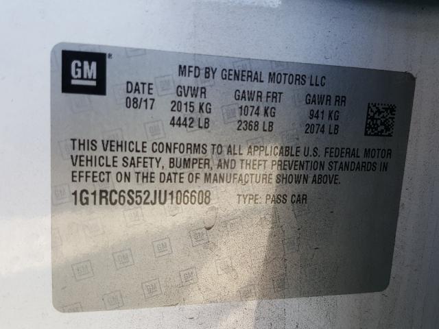 VIN 1G1RC6S52JU106608 2018 Chevrolet Volt, LT no.10