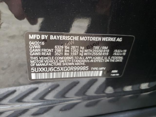 2016 BMW X6 XDRIVE5 5UXKU6C5XG0R99985