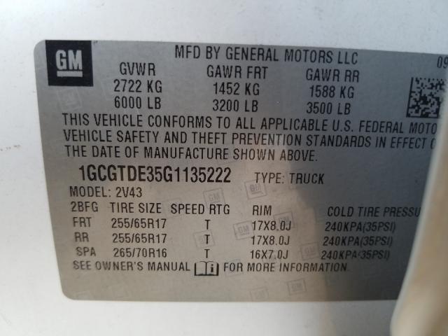 2016 CHEVROLET COLORADO Z 1GCGTDE35G1135222