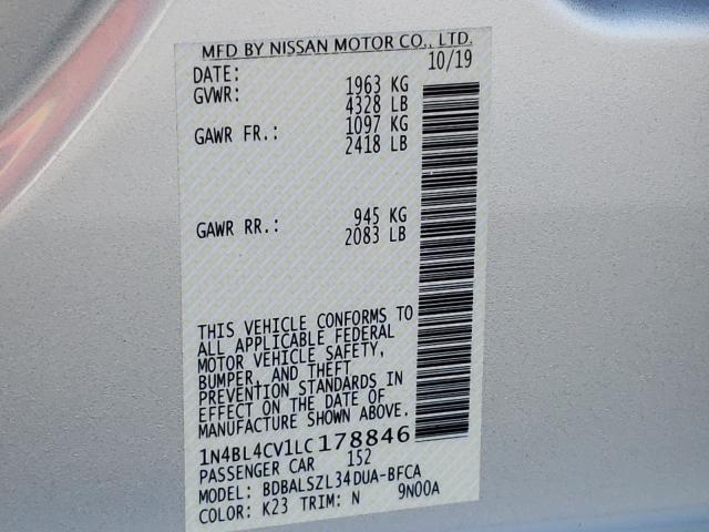 2020 NISSAN ALTIMA SR 1N4BL4CV1LC178846