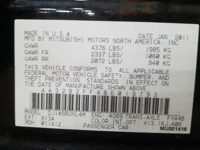 2011 MITSUBISHI GALANT FE 4A32B2FF4BE019793