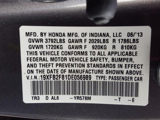 2013 HONDA CIVIC EX 19XFB2F81DE056989