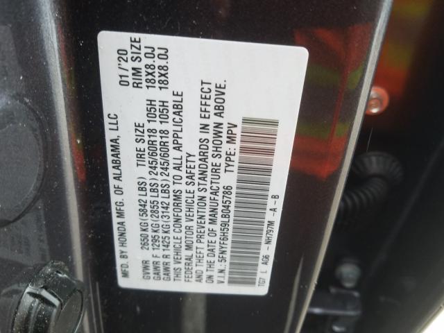 2020 HONDA PILOT EXL 5FNYF6H59LB045786