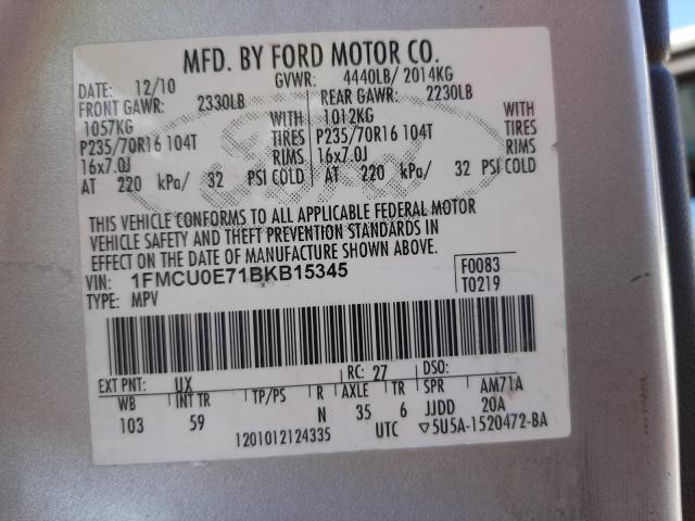 2011 FORD ESCAPE LIM 1FMCU0E71BKB15345