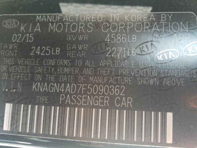 2015 KIA OPTIMA HYB KNAGN4AD7F5090362