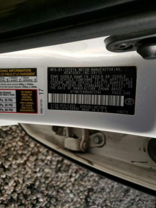 2013 TOYOTA AVALON BAS 4T1BK1EB9DU072764