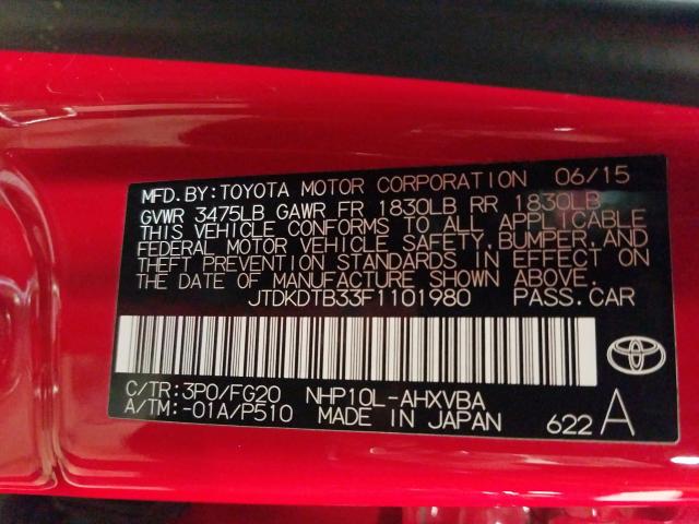 2015 TOYOTA PRIUS C JTDKDTB33F1101980