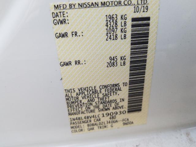 2020 NISSAN ALTIMA S 1N4BL4BV4LC190930
