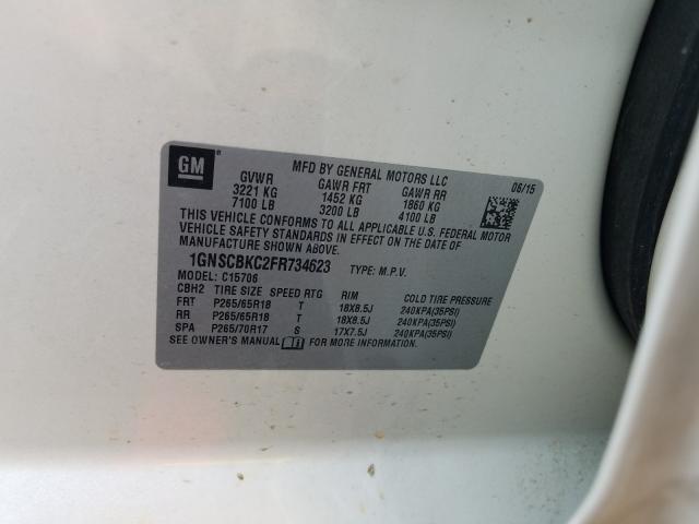 2015 CHEVROLET TAHOE C150 1GNSCBKC2FR734623