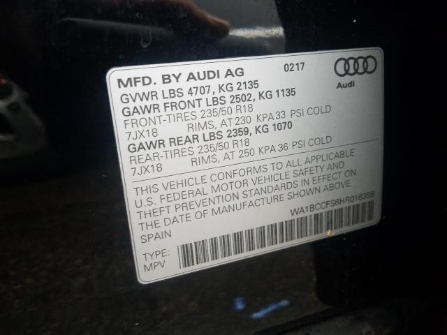 2017 AUDI Q3 PREMIUM WA1BCCFS6HR016358