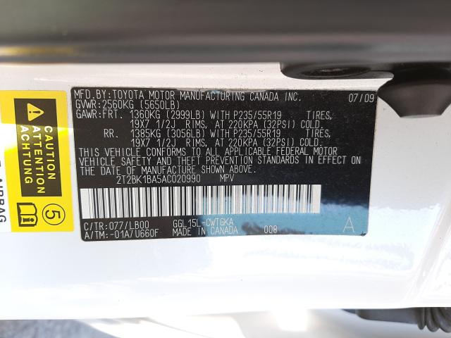 2010 LEXUS RX 350 2T2BK1BA5AC020990