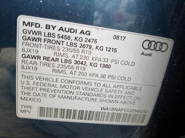 2018 AUDI Q5 PREMIUM WA1BNAFY2J2048242