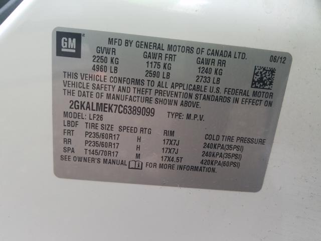 2012 GMC TERRAIN 2GKALMEK7C6389099