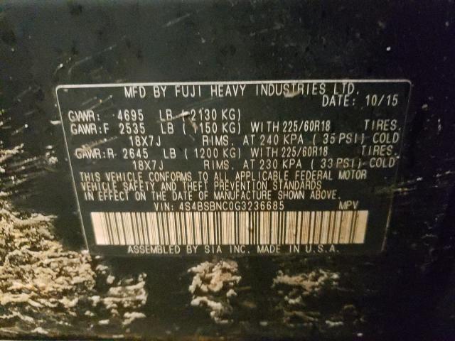2016 SUBARU OUTBACK 2. 4S4BSBNC0G3236685