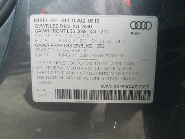 2016 AUDI Q5 PREMIUM WA1L2AFP9GA007397