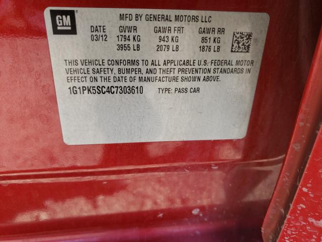 2012 CHEVROLET CRUZE ECO 1G1PK5SC4C7303610