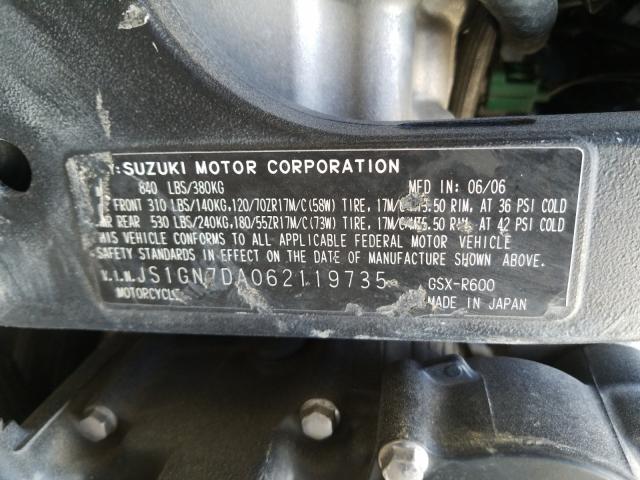 2006 SUZUKI GSX-R600 K - JS1GN7DA062119735
