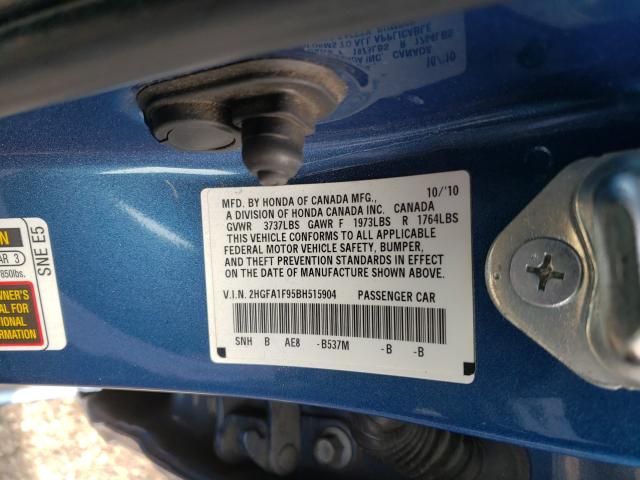 2011 HONDA CIVIC EXL 2HGFA1F95BH515904