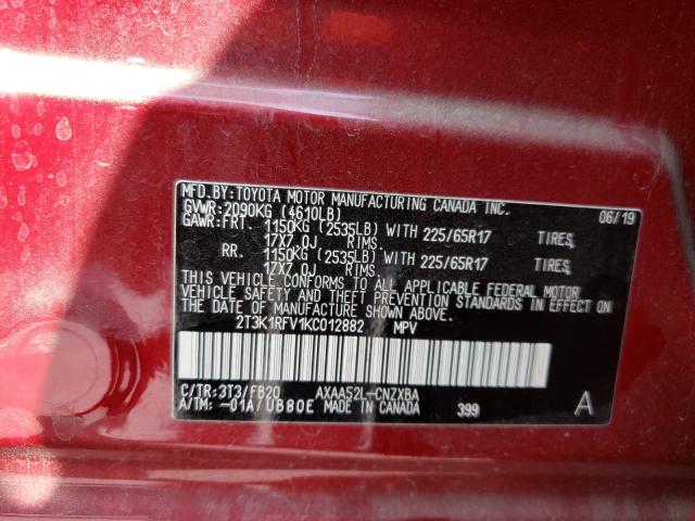 2019 TOYOTA RAV4 LE - 2T3K1RFV1KC012882