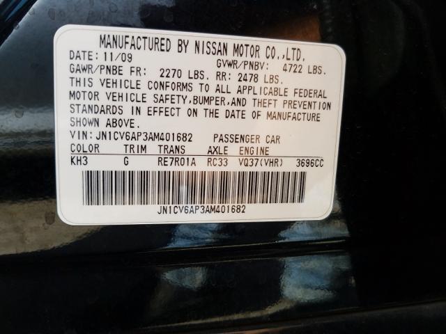 2010 INFINITI G37 BASE JN1CV6AP3AM401682