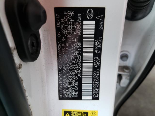 2012 LEXUS CT 200 JTHKD5BH5C2121045
