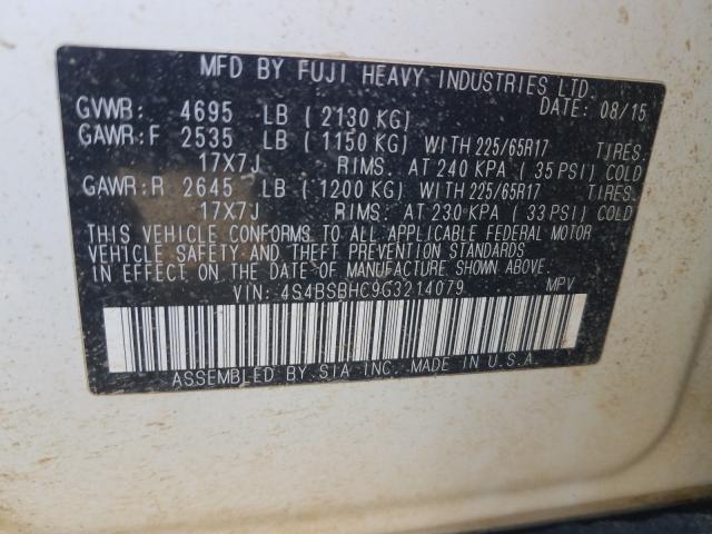 2016 SUBARU OUTBACK 2. 4S4BSBHC9G3214079