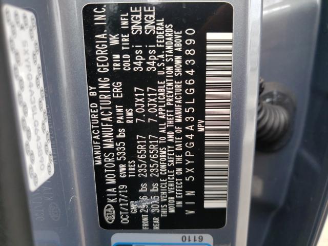 2020 KIA SORENTO 5XYPG4A35LG643890