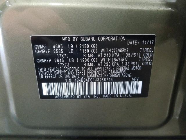 2018 SUBARU OUTBACK 2. 4S4BSAFC1J3266715