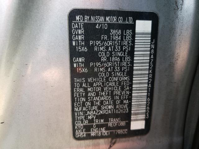 2010 NISSAN CUBE BASE JN8AZ2KR2AT162623
