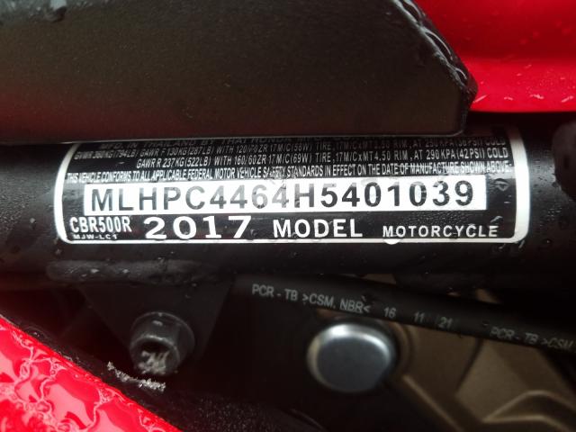 2017 HONDA CBR500 R MLHPC4464H5401039