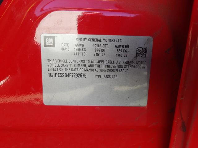 2015 CHEVROLET CRUZE LT - 1G1PE5SB4F7292675