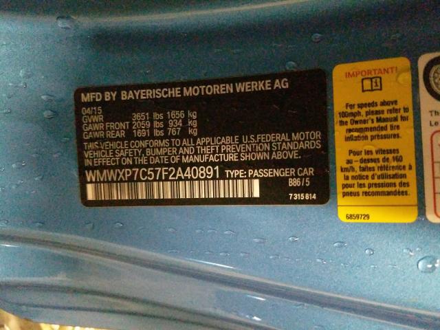 2015 MINI COOPER S WMWXP7C57F2A40891
