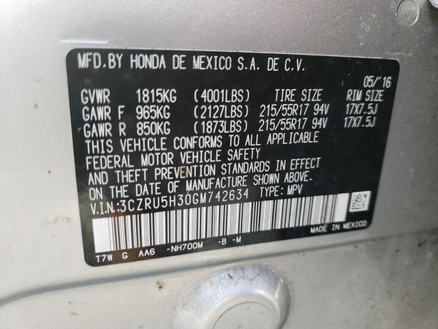 2016 HONDA HR-V LX 3CZRU5H30GM742634